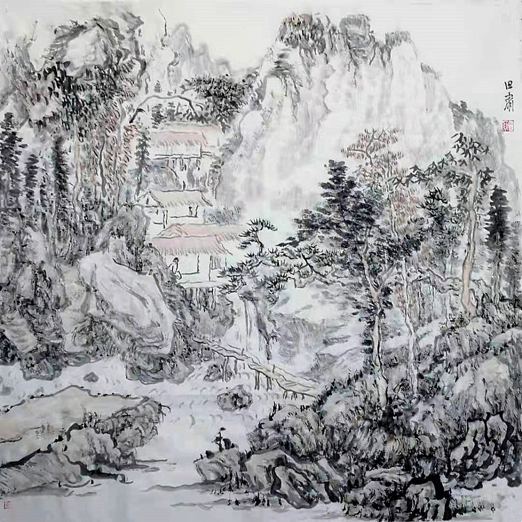 画院研究员 中国画学会理事 中国艺术研究院贾又福山水画工作室 田肃