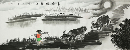 小六尺《牧歌图》画家奕兴