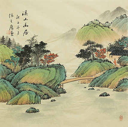 斗方仿古山水&mdash;&mdash;画家张之鹰