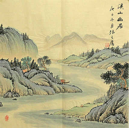 斗方仿古山水&mdash;&mdash;画家张之鹰