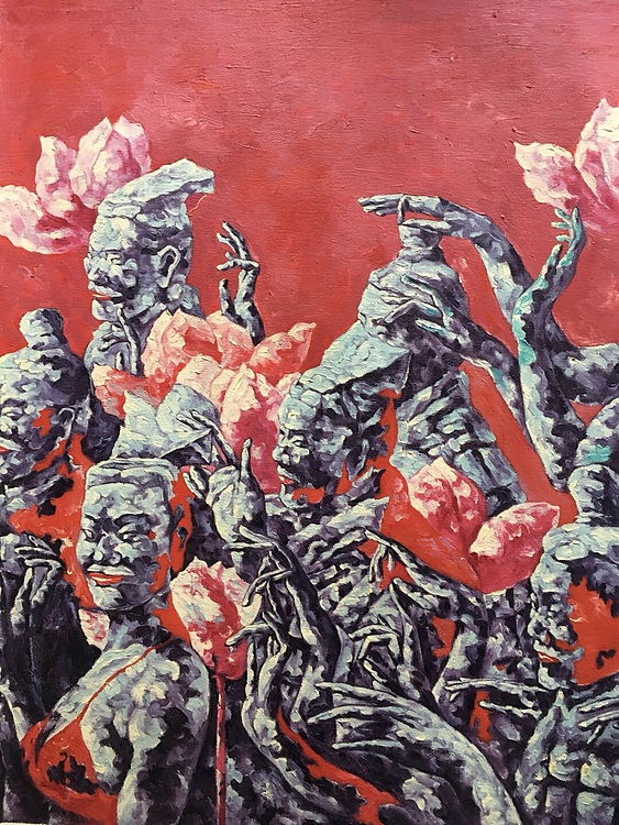 北京东方油画创作院副院长  陈一茗油画 《 兵马俑》40