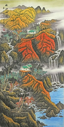 画家 成建 秋山红韵 四尺精品山水