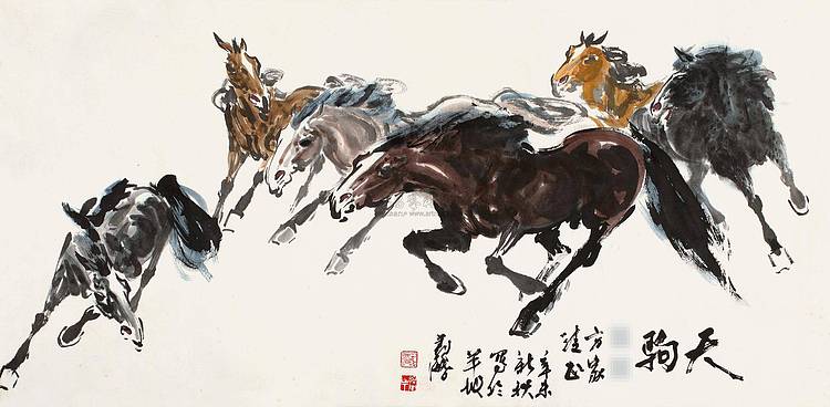 中国历史人物画家及美术教育家 张义潜《天驹》