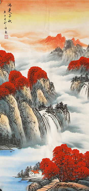 四尺整张鸿运当头山水&mdash;画家邵强