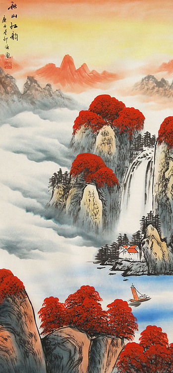 四尺整张鸿运当头山水&mdash;画家邵强