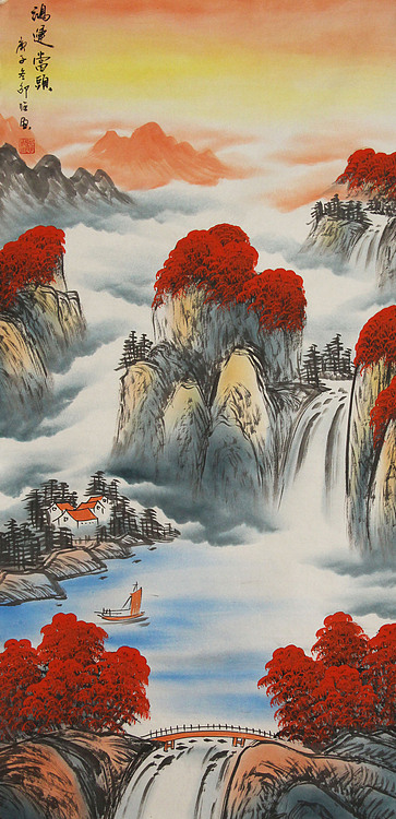 四尺整张鸿运当头山水—画家邵强