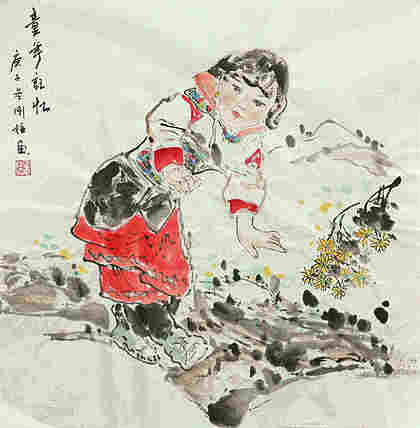 斗方美人图&mdash;&mdash;画家刚柱