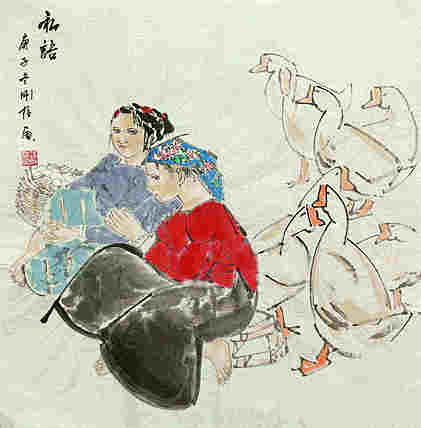 斗方美人图——画家刚柱