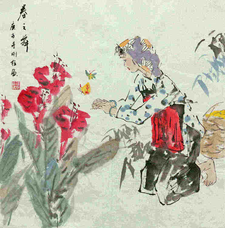 斗方美人图——画家刚柱