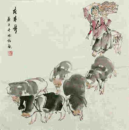 斗方美人图——画家刚柱