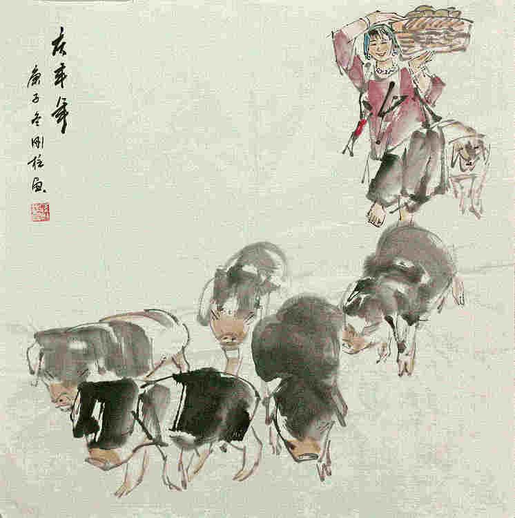 斗方美人图——画家刚柱