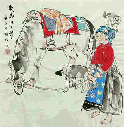 斗方美人图——画家刚柱