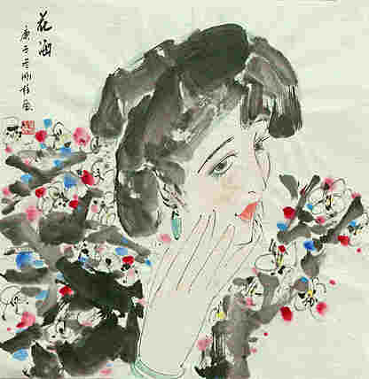 斗方美人图——画家刚柱