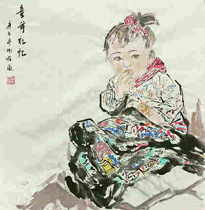 斗方美人图——画家刚柱