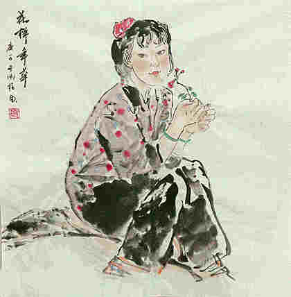 斗方美人图——画家刚柱