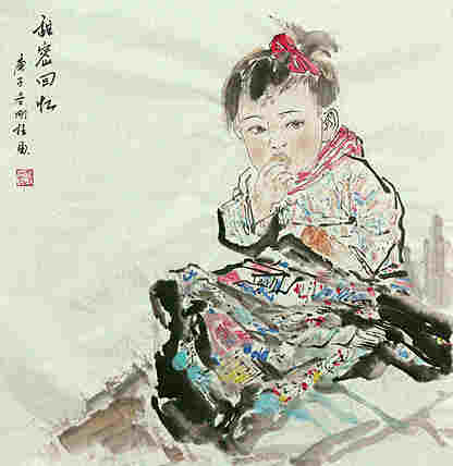 斗方美人图——画家刚柱
