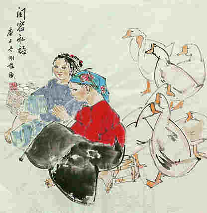 斗方美人图——画家刚柱