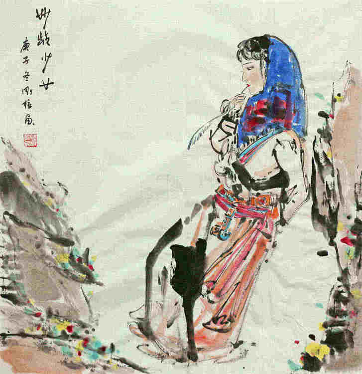 斗方美人图——画家刚柱
