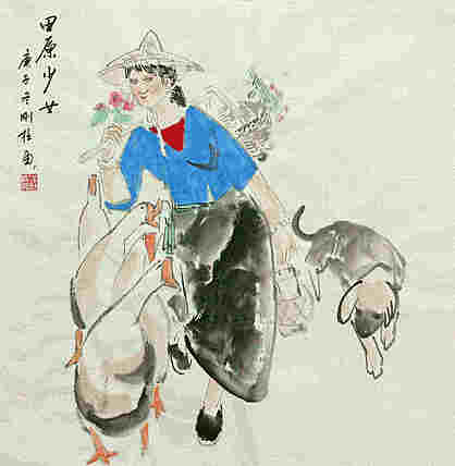 斗方美人图——画家刚柱