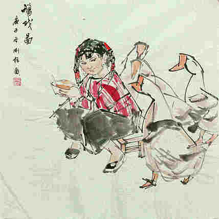 斗方美人图——画家刚柱