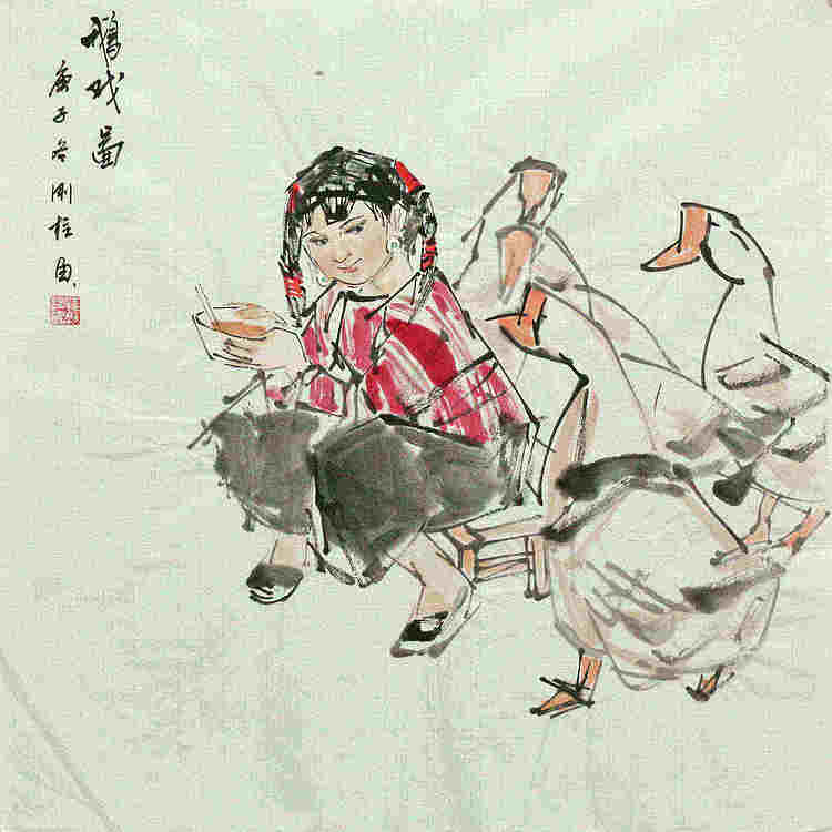 斗方美人图——画家刚柱