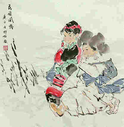 斗方美人图——画家刚柱