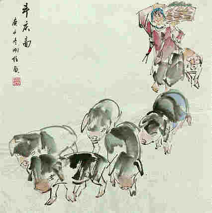 斗方美人图——画家刚柱