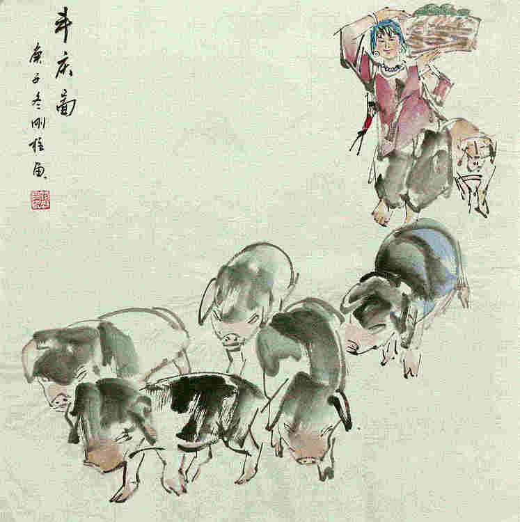斗方美人图——画家刚柱