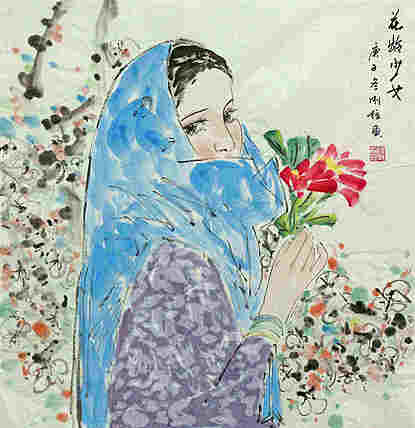 斗方美人图——画家刚柱