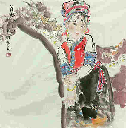 斗方美人图——画家刚柱