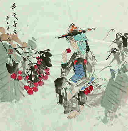 斗方美人图——画家刚柱
