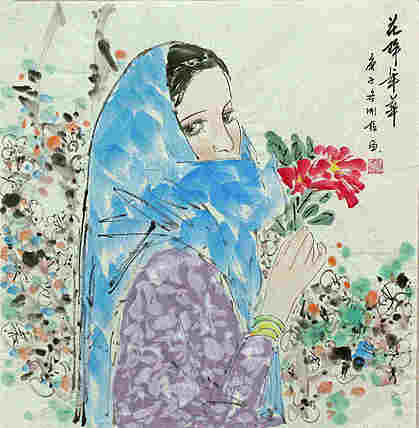 斗方美人图&mdash;&mdash;画家刚柱