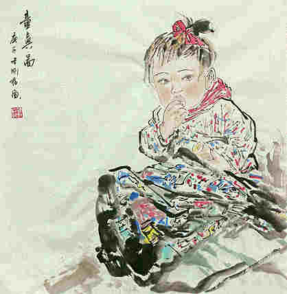 斗方美人图——画家刚柱
