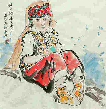 斗方美人图——画家刚柱