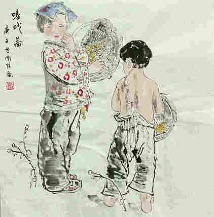 斗方美人图——画家刚柱