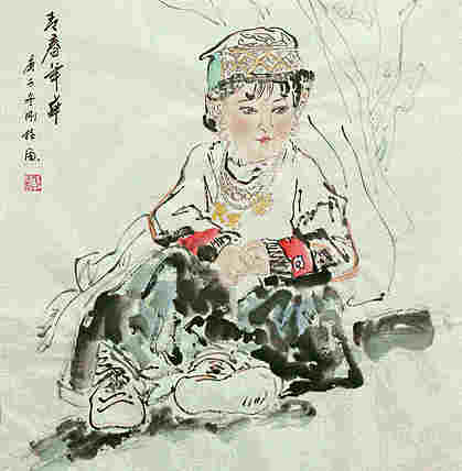 斗方美人图——画家刚柱