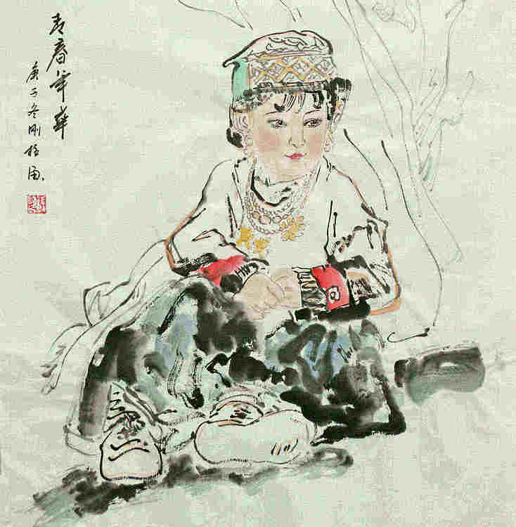 斗方美人图——画家刚柱