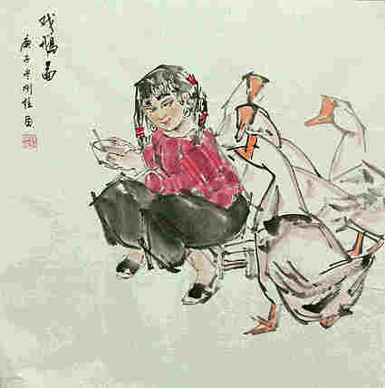 斗方美人图——画家刚柱