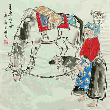 斗方美人图——画家刚柱