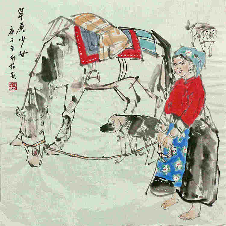 斗方美人图——画家刚柱