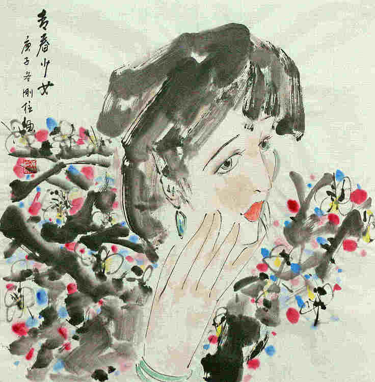 斗方美人图——画家刚柱