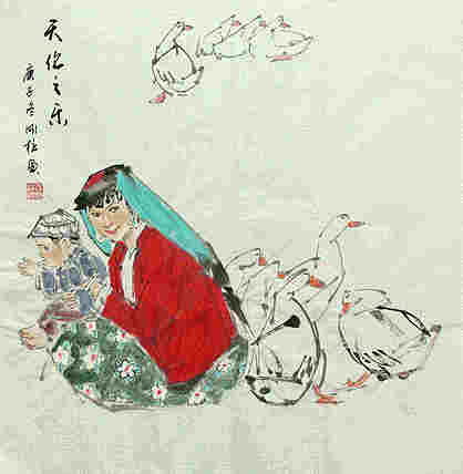 斗方美人图——画家刚柱