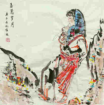 斗方美人图——画家刚柱