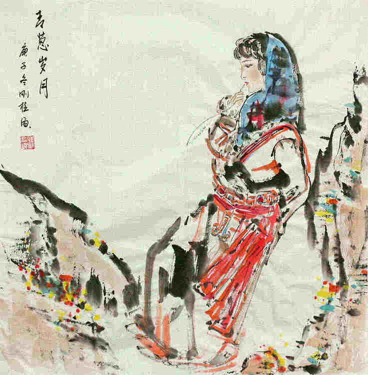 斗方美人图——画家刚柱