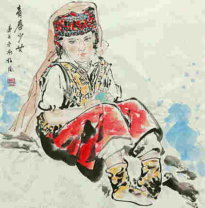 斗方美人图——画家刚柱