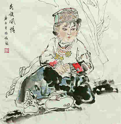 斗方美人图——画家刚柱