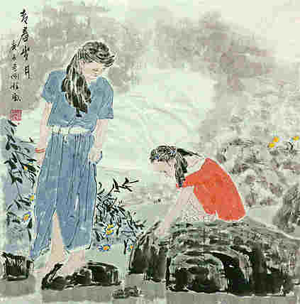 斗方美人图——画家刚柱