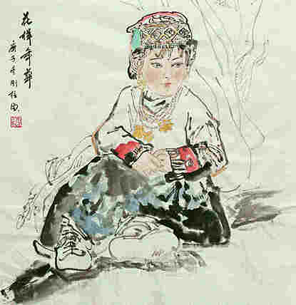 斗方美人图——画家刚柱