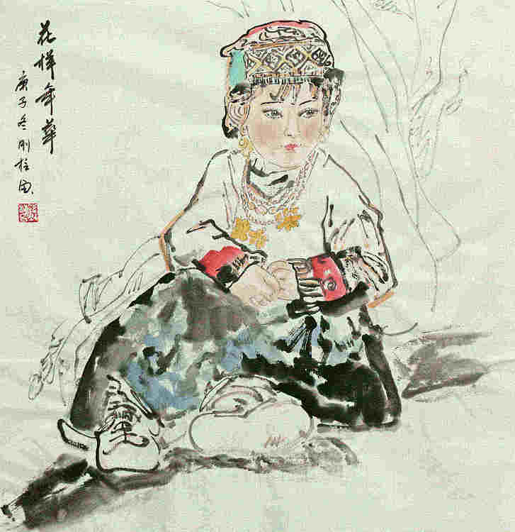 斗方美人图——画家刚柱