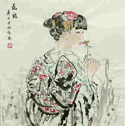 斗方美人图——画家刚柱